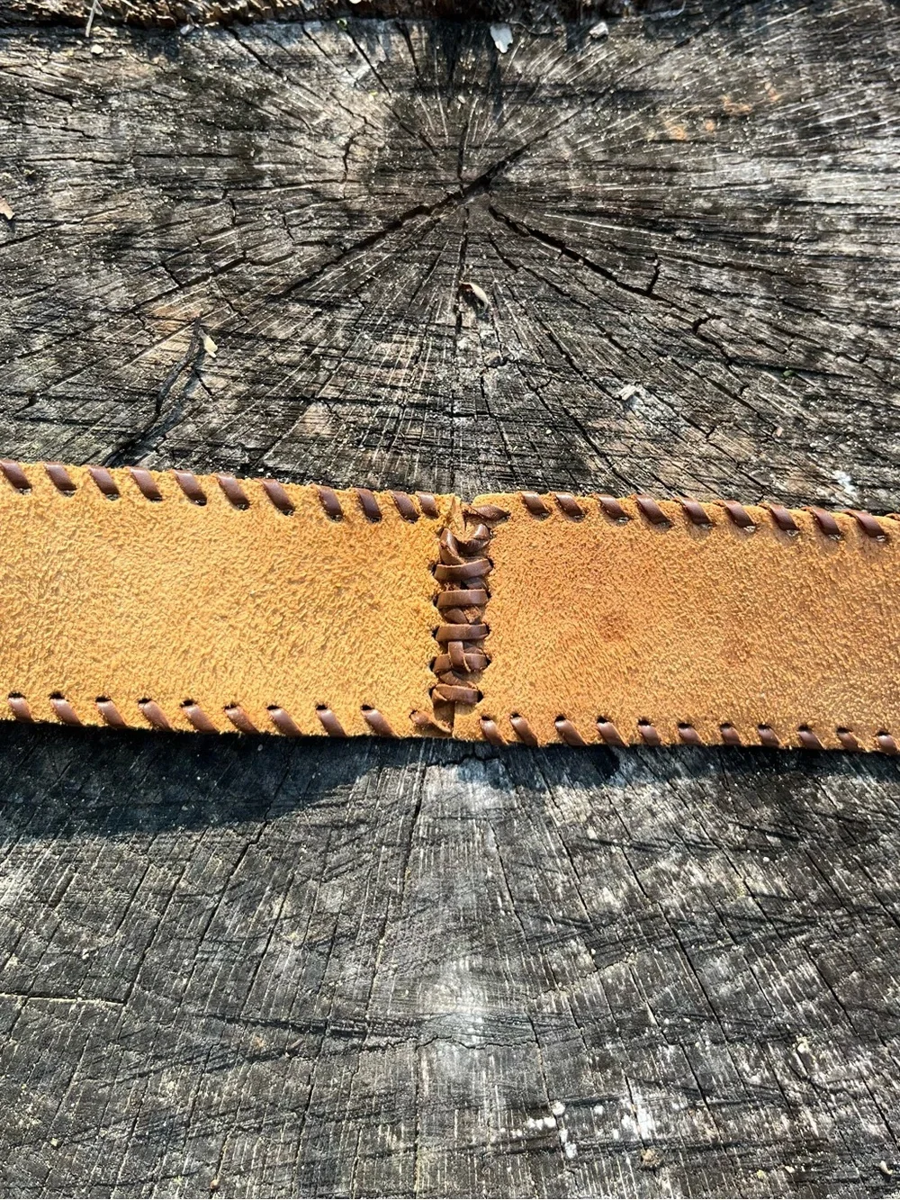 70s Handmade Tooled Genuine Leather Tie Belt Floral Fairy Boho Ren Faire